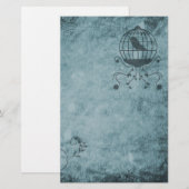 Deep Blue Steampunk Bird Cage Stationery Briefpapier (Voorkant / Achterkant)