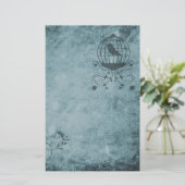 Deep Blue Steampunk Bird Cage Stationery Briefpapier (Staand voorkant)