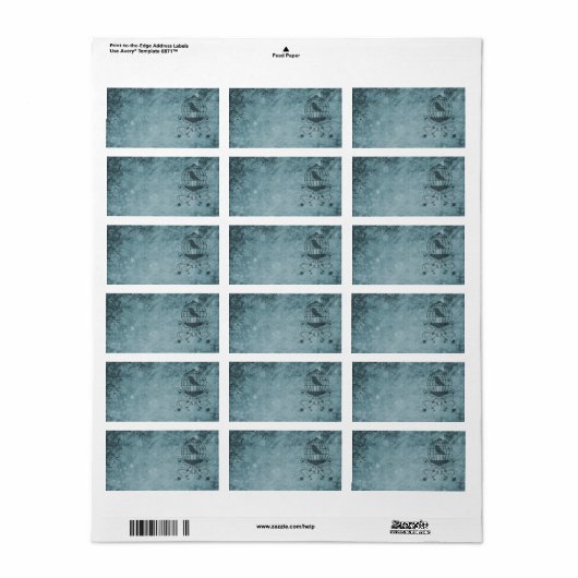 Deep Blue Steampunk Vogelkooi Adresetiketten Etiket (Full Sheet)