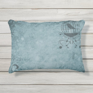Deep Blue Steampunk Vogelkooi Buitenkussen