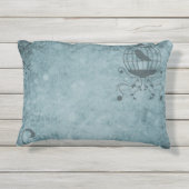 Deep Blue Steampunk Vogelkooi Buitenkussen (Achterkant)