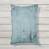 Deep Blue Steampunk Vogelkooi Buitenkussen (Voorkant (verticaal))