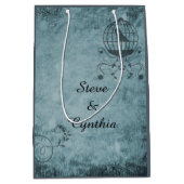 Deep Blue Steampunk Vogelkooi Gift Bag Medium Cadeauzakje (Voorkant)