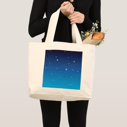 Deep Blue Sterrennacht Sky Grote Tote Bag (Voorkant (product))