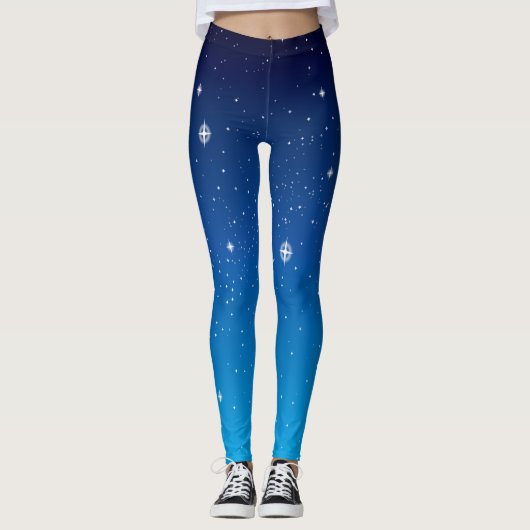 Deep Blue Sterrennacht Sky Leggings (Voorkant)