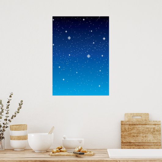 Deep Blue Sterrennacht Sky Poster (Keuken)