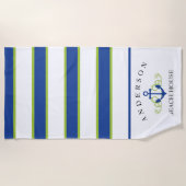 Deep Blue Stripe, gepersonaliseerd winkelhuis Strandlaken (Voorkant)