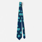 Deep Blue Stropdas met Floral Design (Voorkant)