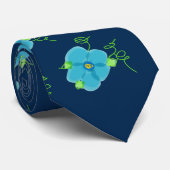 Deep Blue Stropdas met Floral Design (Opgerold)