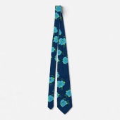 Deep Blue Stropdas met Floral Design (Achterkant)