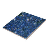 Deep Blue Stylized Flowers Tegeltje (Zijkant)
