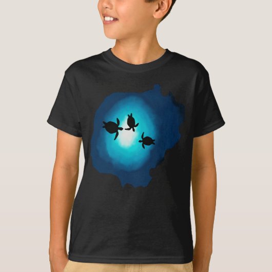 Deep Blue Swimming Turtles T-shirt (Voorkant)