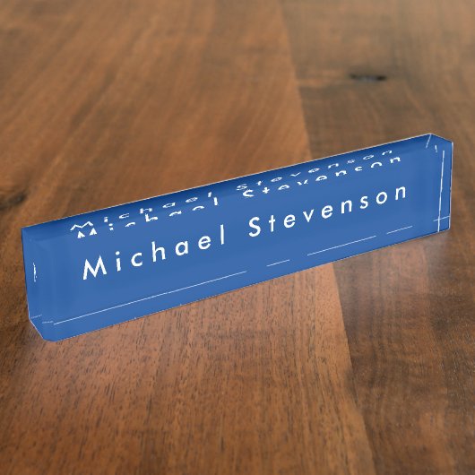 Deep Blue Trendy Modern Professional Naambordje (Zijkant)