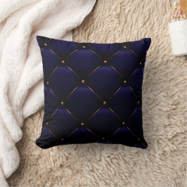 Deep Blue Tufed Leather Print Thow Pillow Kussen