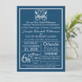  Deep Blue Typografie Huwelijksuitnodiging Kaart (Staand voorkant)