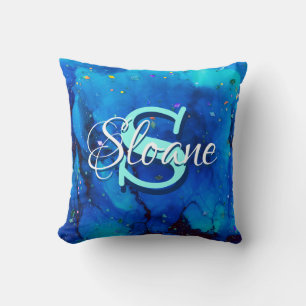 Deep Blue Underwater Alcohol Ink Kussen