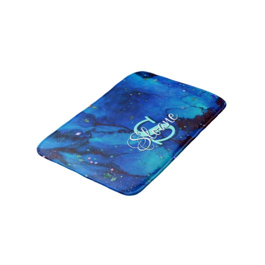 Deep Blue Underwater Alcohol Ink Painting Badmat (Gekanteld)