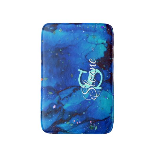 Deep Blue Underwater Alcohol Ink Painting Badmat (Voorkant Verticaal)