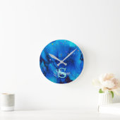 Deep Blue Underwater Alcohol Ink Painting Ronde Klok (Huis)