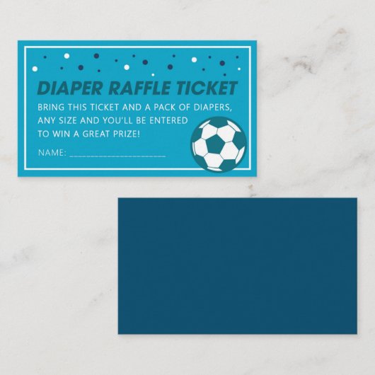 Deep Blue Voetbal Baby shower Luier Raffle Ticket (Voorkant / Achterkant)