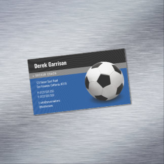 Deep Blue Voetbal coach | Instructeur voor sport Magnetisch Visitekaartje