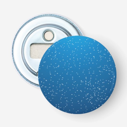 Deep Blue Water en kleine bubbels Button Flesopener (Voorkant)