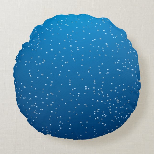 Deep Blue Water en kleine bubbels Rond Kussen (Voorkant)