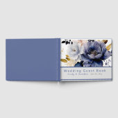 Deep Blue Waterverf Florals Bruiloft Gastenboek (Volledig)