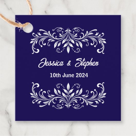 Deep Blue Wedding Bedankjes Labels (Voorkant)