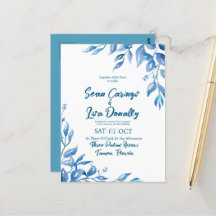Deep Blue Wedding Invitation Briefkaart