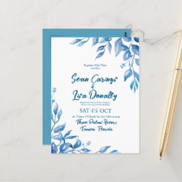 Deep Blue Wedding Invitation Briefkaart