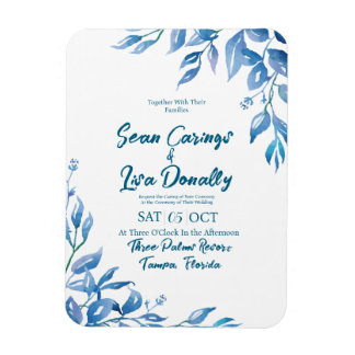 Deep Blue Wedding Uitnodigingsmagneet Magneet