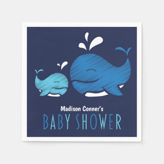 Deep Blue Whale Nautisch Baby shower servet (Voorkant)