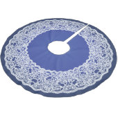 Deep Blue White Lace Elegant  Tree Skirt Kerstboom Rok (Gekanteld)