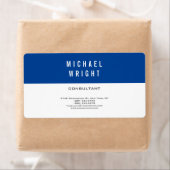 Deep Blue White Modern Plain Simple Minimalist Etiket (Insitu)