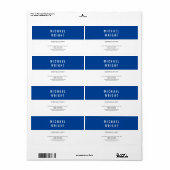 Deep Blue White Modern Plain Simple Minimalist Etiket (Full Sheet)