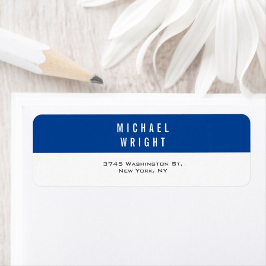 Deep Blue White Modern Plain Simple Minimalist Etiket (Insitu)