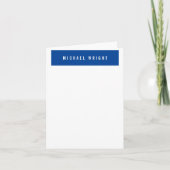 Deep Blue White Modern Plain Simple Minimalist Notitiekaartje (Voorkant)