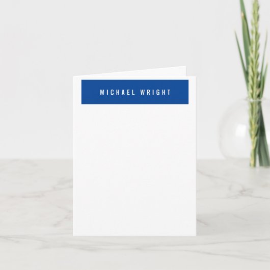 Deep Blue White Modern Plain Simple Minimalist Notitiekaartje (Voorkant)
