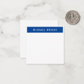 Deep Blue White Modern Plain Simple Minimalist Notitiekaartje (Voorkant / Achterkant in situ)