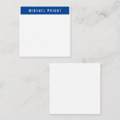 Deep Blue White Modern Plain Simple Minimalist Notitiekaartje (Voorkant / Achterkant)
