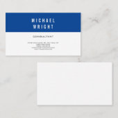 Deep Blue White Modern Plain Simple Minimalist Visitekaartje (Voorkant / Achterkant)
