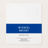 Deep Blue White Modern Plain Simple Minimalist Visitekaartje (Buitenkant ongevouwen)
