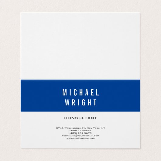 Deep Blue White Modern Plain Simple Minimalist Visitekaartje (Buitenkant ongevouwen)
