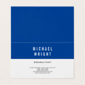 Deep Blue White Modern Plain Simple Minimalist Visitekaartje (Buitenkant ongevouwen)
