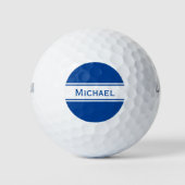 Deep Blue White Stripes Naam Monogram Golfballen (Voorkant)