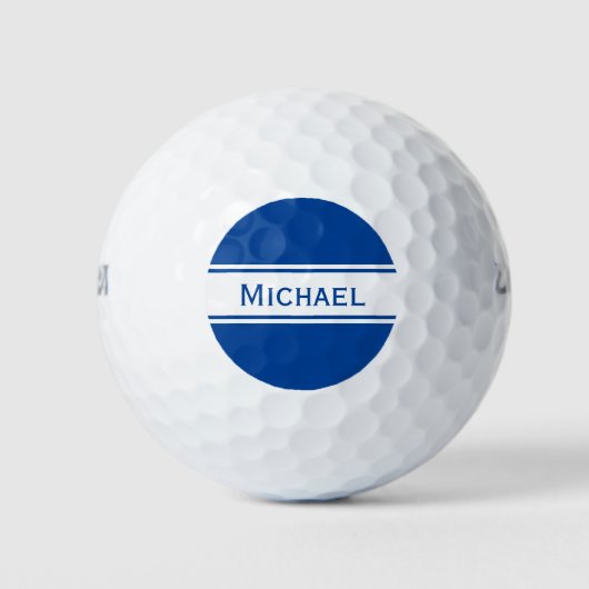 Deep Blue White Stripes Naam Monogram Golfballen (Voorkant)