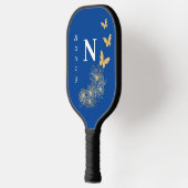 Deep Blue white white gold flower butterfly minima Pickleball Paddle (Links)