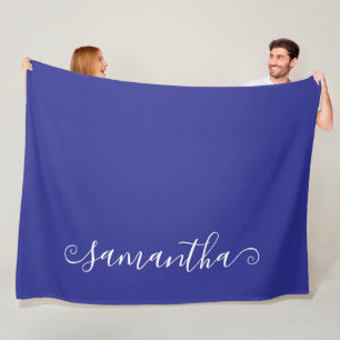 Deep Blue Witte Korte Kromme Swash Handtekening Na Fleece Deken