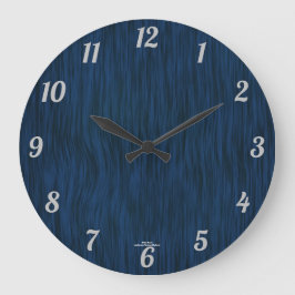 Deep Blue Woodgrain look Clock Grote Klok